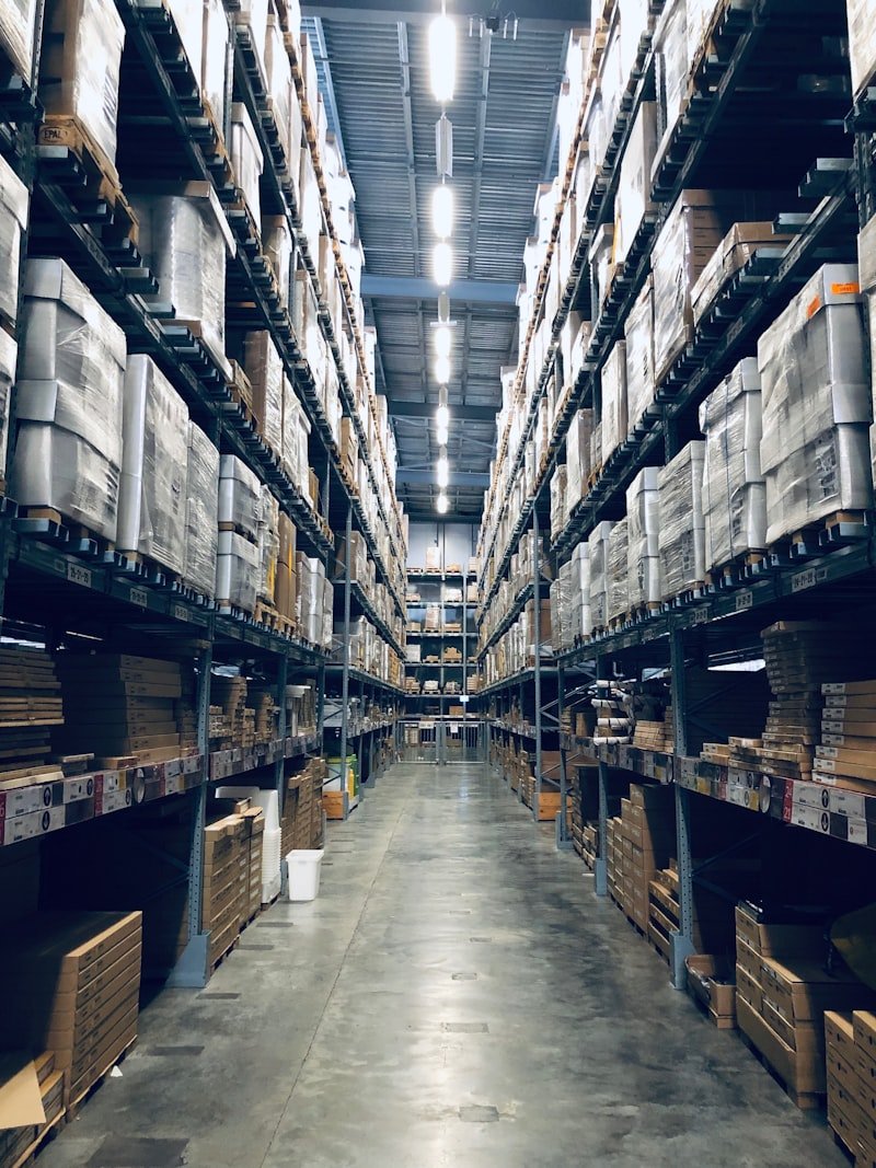 Warehouse with organized pallets and freight